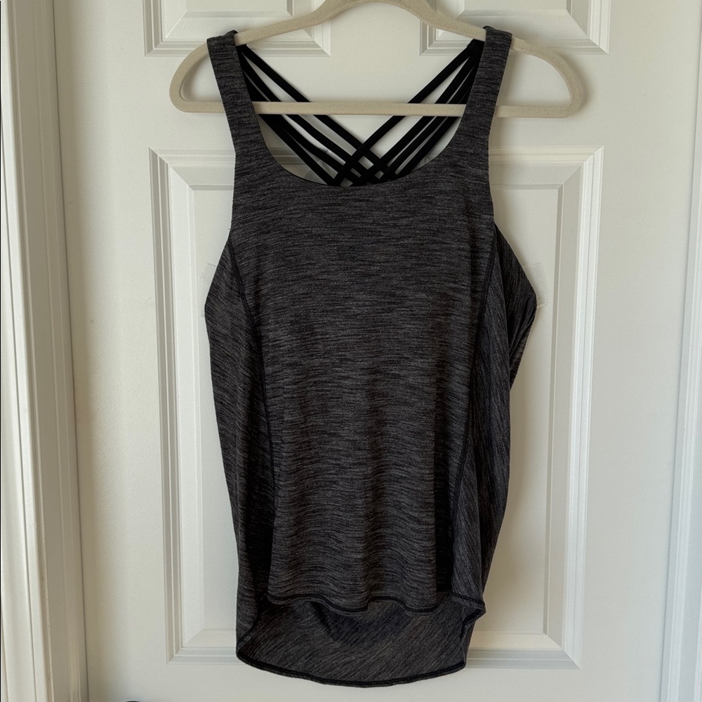 Lululemon Free to be Wild Strappy Tank Top w/ Bra - Gray Black Heather - Sz 2